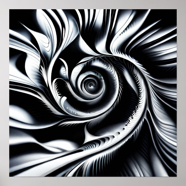 Black & White Abstract Rose Poster (Front)