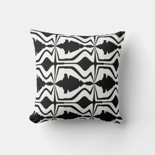 Black White Abstract Sound Wave Design Large Tiles Throw Pillow