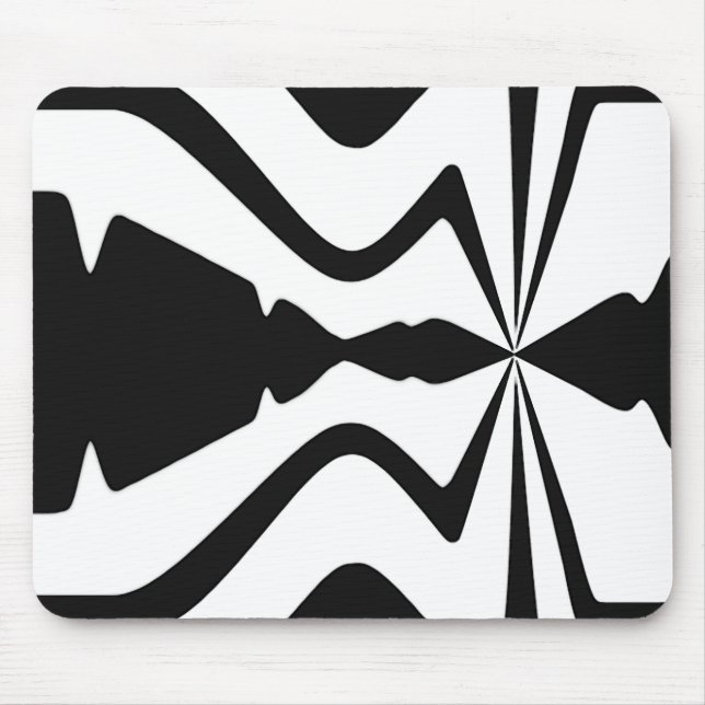 Black, White Abstract Sound Wave Design Mouse Pad (Front)