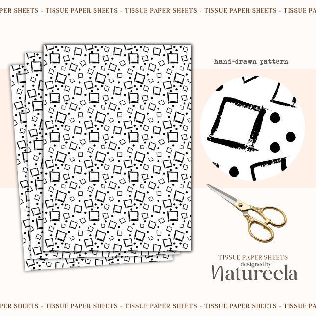 Black White Abstract Squares Collage Tissue Paper (Creator Uploaded)