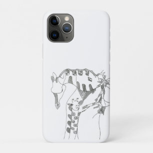 Black & white abstract stick  tapestries wood wall iPhone 11 pro case