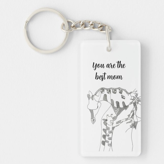 Black & white abstract stick  tapestries wood wall keychain (Front)