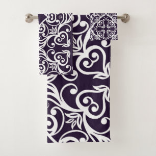 BLACK WHITE ABSTRACT STYLE BATHROOM TOWEL SET