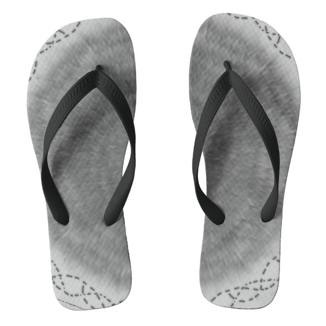 Black & White Abstract Vortex Flip Flops (Footbed)