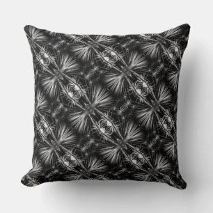 Black & White Abstract Whiskered Stripes Pillow