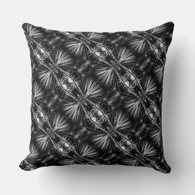 Black & White  Abstract Whiskered Stripes Pillow (Front)