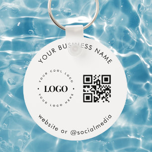 Black White Add Custom Business Logo Qr Code Scan  Keychain