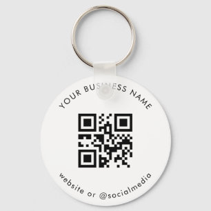 Black White Add Your Custom Business Qr Code Scan Keychain