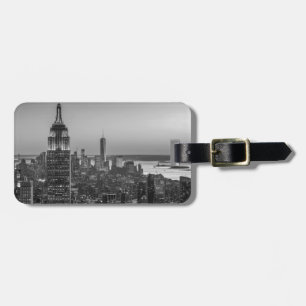 Black & White Aerial View of New York City Night Luggage Tag