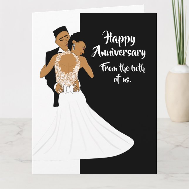 Black & White African American Couple Anniversary  Card (Front)