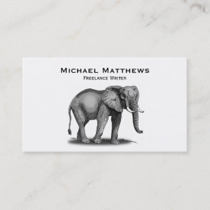 Black White African Elephant Personalized Business Card