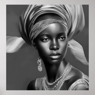 Black White African women girl monochrome Poster