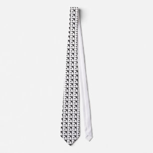 Black white airplane pattern necktie
