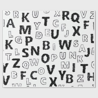 Black & White Alphabet Pattern Wrapping Paper