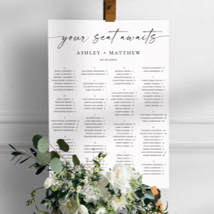 Black & White Alphabetical Wedding Seating Chart
