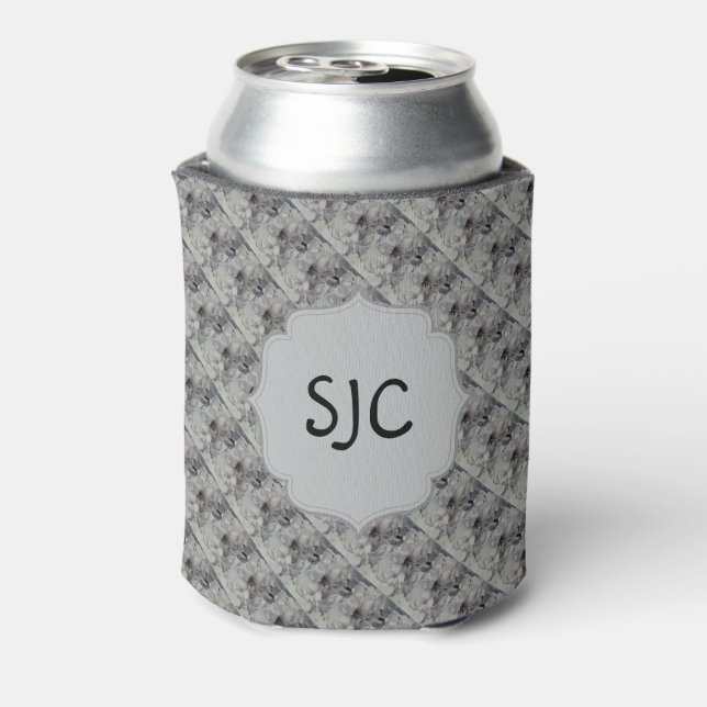 BLACK & WHITE AMARYLLIS MONOGRAMED CAN COOLER (Can Back)