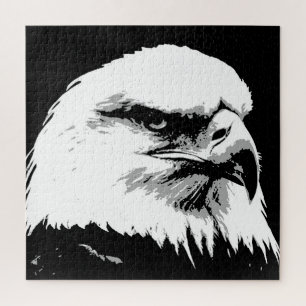 Black White American Bald Eagle Pop Art Jigsaw Puzzle