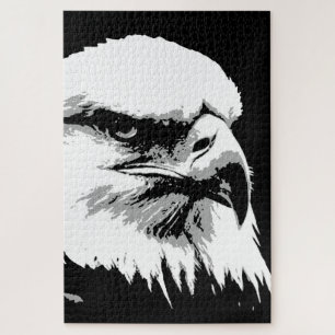 Black White American Bald Eagle Pop Art Jigsaw Puzzle
