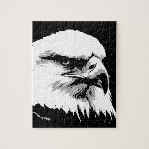 Black White American Bald Eagle Pop Art Jigsaw Puzzle