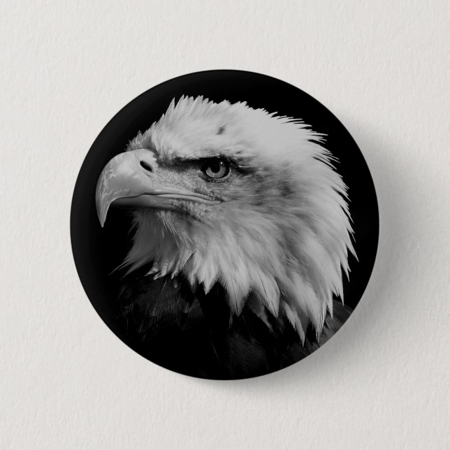 Black White American Eagle Leadership Motivational 2 Inch Round Button (Front)