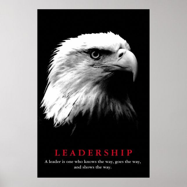 Black White American Eagle Leadership Motivational Poster (Front)