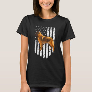Black White American Flag Belgian Tervuren 4th Of  T-Shirt