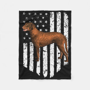 Black White American Flag Curly-coated Retriever 4 Fleece Blanket