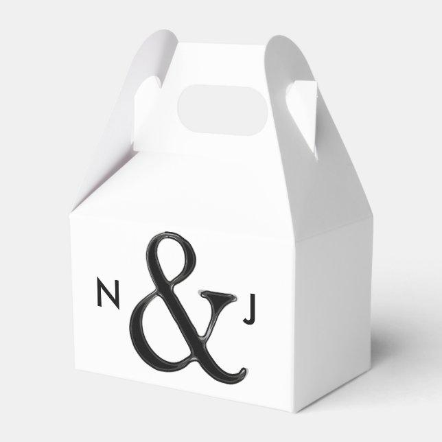 Black & White Ampersand Chic Custom Wedding Favour Favor Box (Front Side)