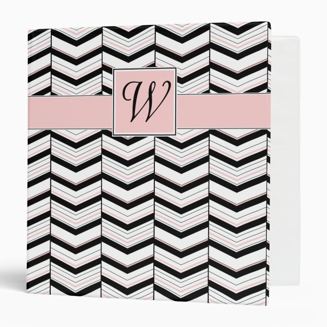 Black White and Blush Chevron Binder (Front/Inside)