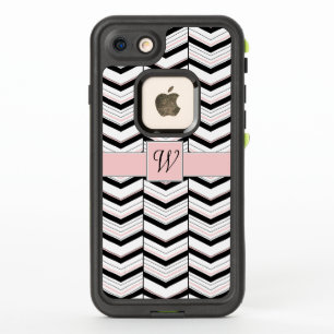 Black White and Blush Chevron Lifeproof Case