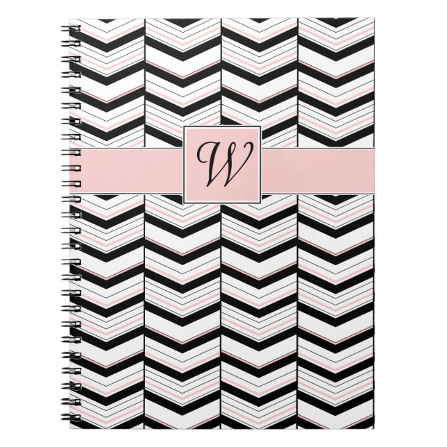 Black White and Blush Chevron Notebook (Front)
