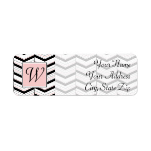 Black White and Blush Chevron Return Address Label