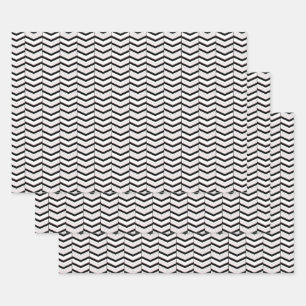 Black White and Blush Chevron Wrapping Paper Set