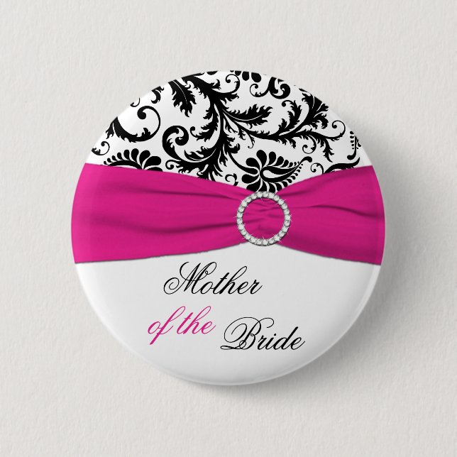 Black, White, and Fuchsia Mother of the Bride Pin (Front)
