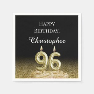 Black, White and Gold 96th Birthday Napkins