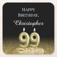 Black, White and Gold 99th Birthday Coaster