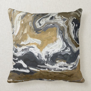 Black, White and Gold Abstract Throw Pillow