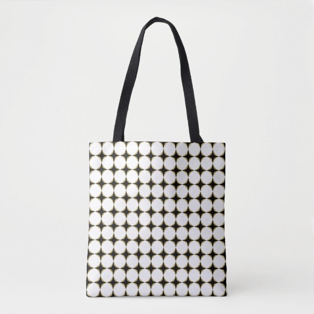 Black, White and Gold Geometric Tote Bag (Front)