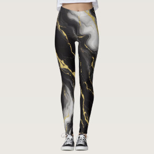 Black White And Gold Marble Gift Thoughts Leggings