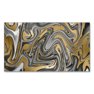 Black, White And Gold Marbled Oil Slick Abstract Magnetic Business Card