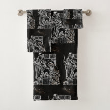 BLACK WHITE AND GOLD NATIVITY
