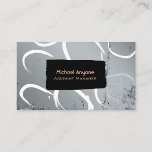 Black White and Gold on Silver w/White Circles Business Card