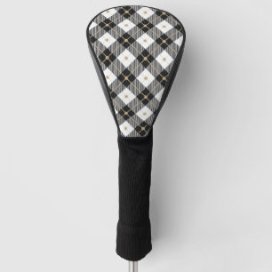 Black White and Gold Plaid Putter Cover
