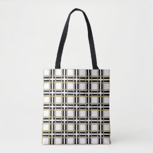 Black, White and Gold Squares Tote Bag