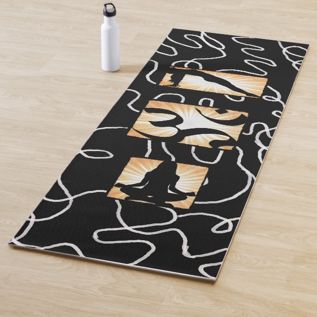 Black White and Gold Yoga and Meditation Mat (In Situ)