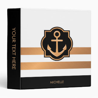 Black White and Golden Stripes Binder