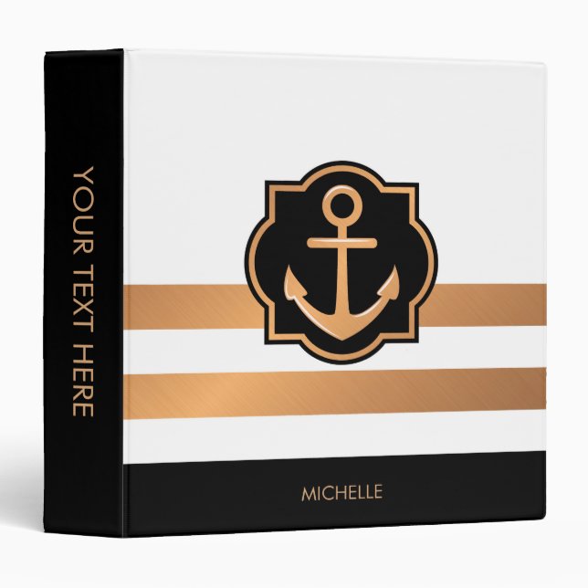 Black White and Golden Stripes Binder (Front/Spine)