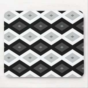 Black, white and gray diamond pattern mouse pad