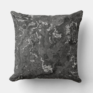 Black, White, and Gray Marble abstract Throw Pillow