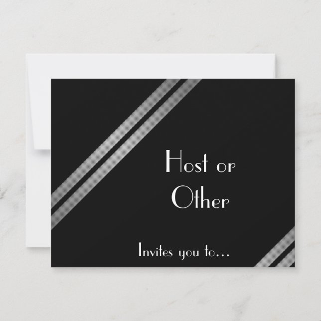 Black white and gray striped formal invitation (Front)